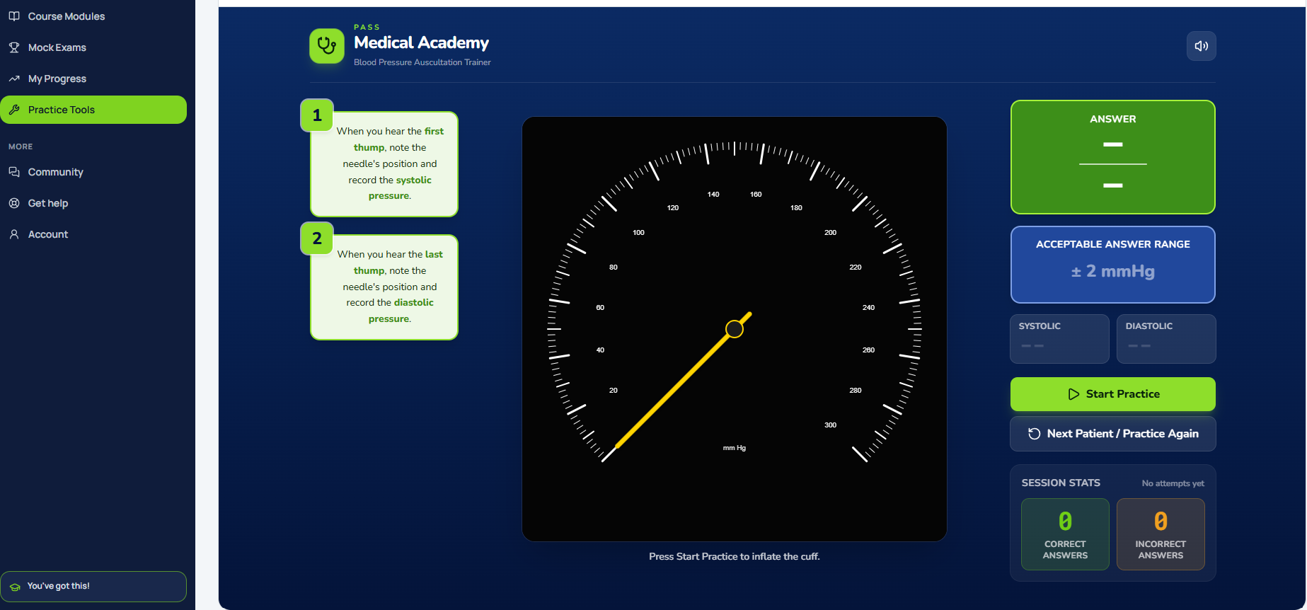Manual blood pressure simulator